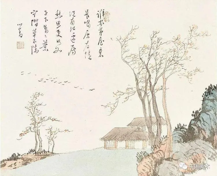 溥儒画山水:笔笔皴擦清楚,用墨层次分明!