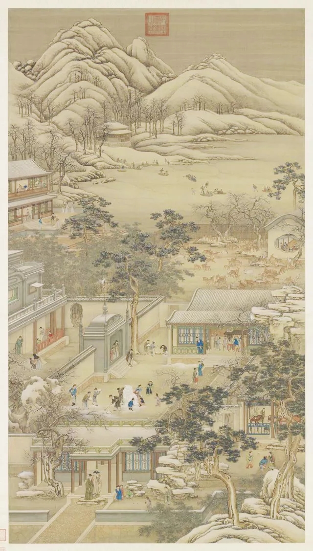 十二月令图——清宫画，现藏在台北故宫博物院