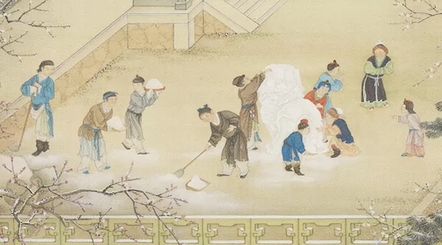 十二月令图——清宫画，现藏在台北故宫博物院