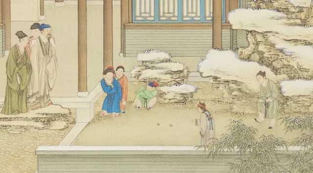 十二月令图——清宫画，现藏在台北故宫博物院