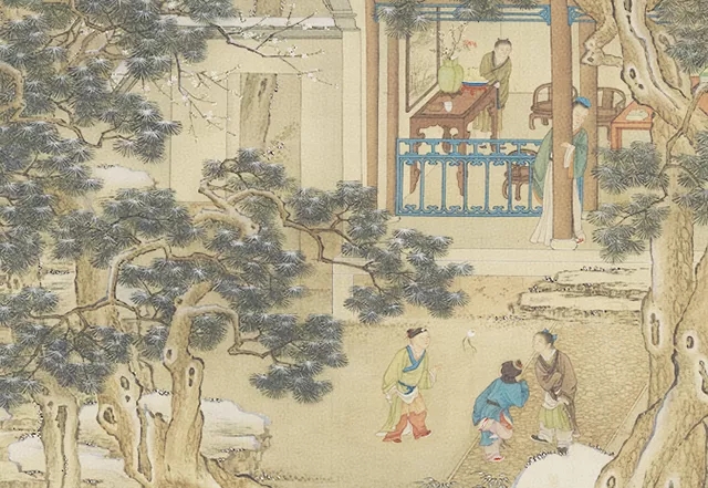 十二月令图——清宫画，现藏在台北故宫博物院