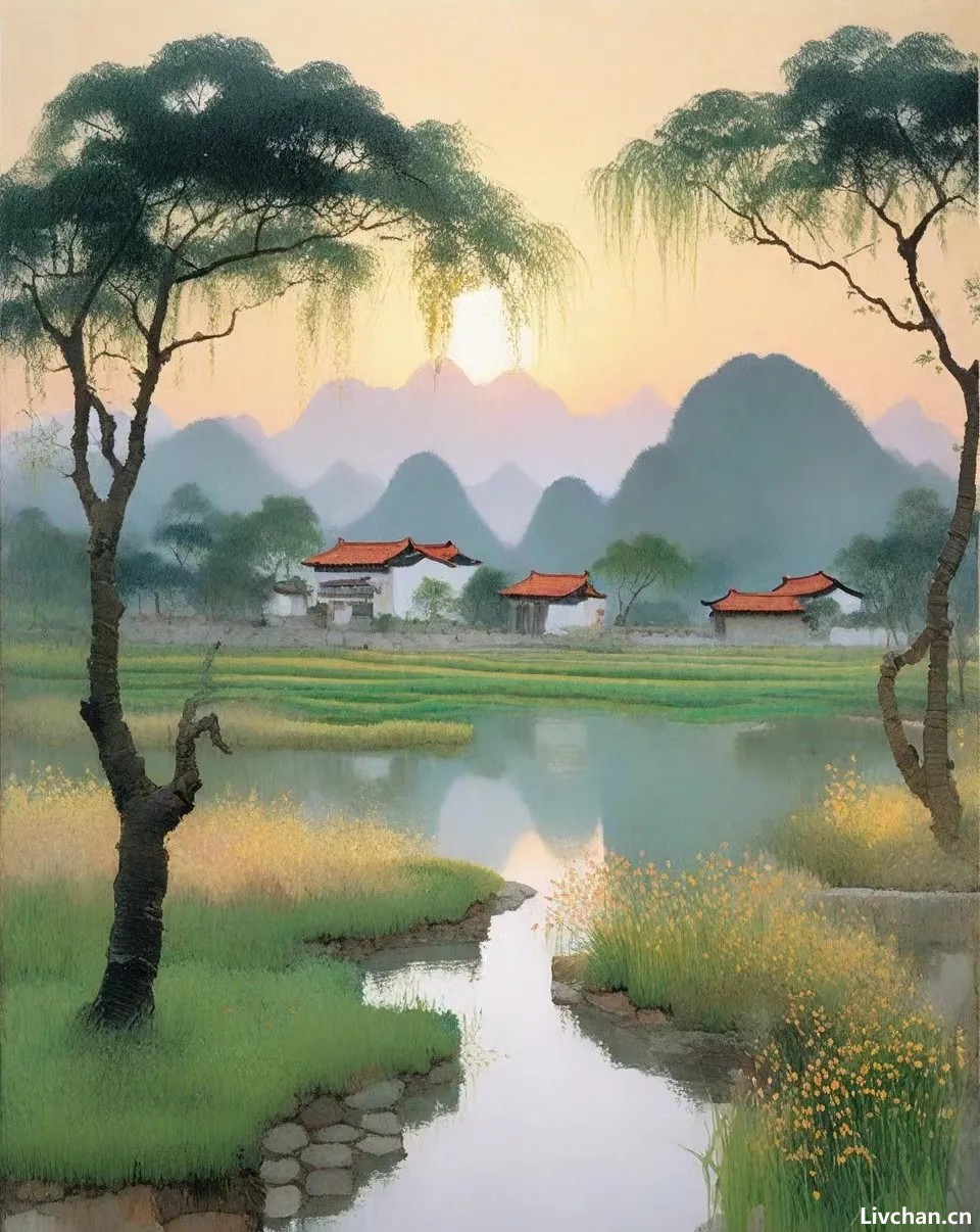 余晖洒落，黄昏中的诗意美