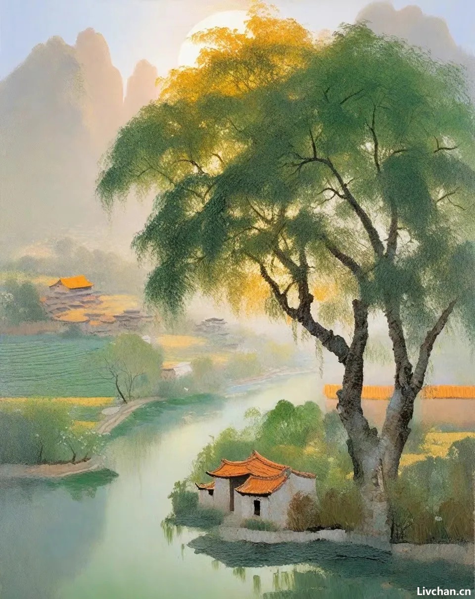 余晖洒落，黄昏中的诗意美