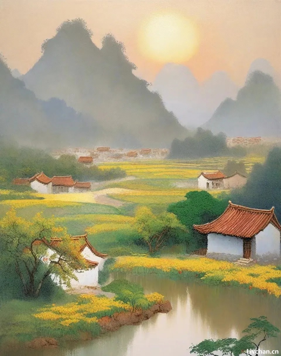 余晖洒落，黄昏中的诗意美