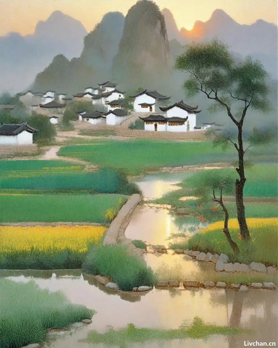 余晖洒落，黄昏中的诗意美