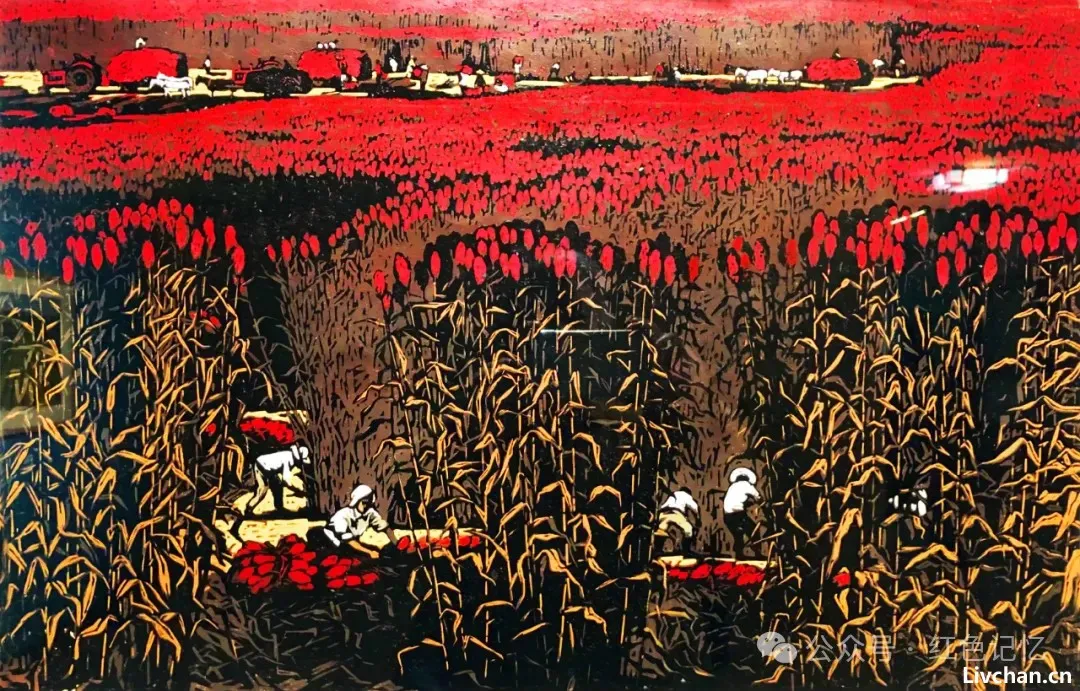 一组农村老版画,回忆那个年代的红色激情