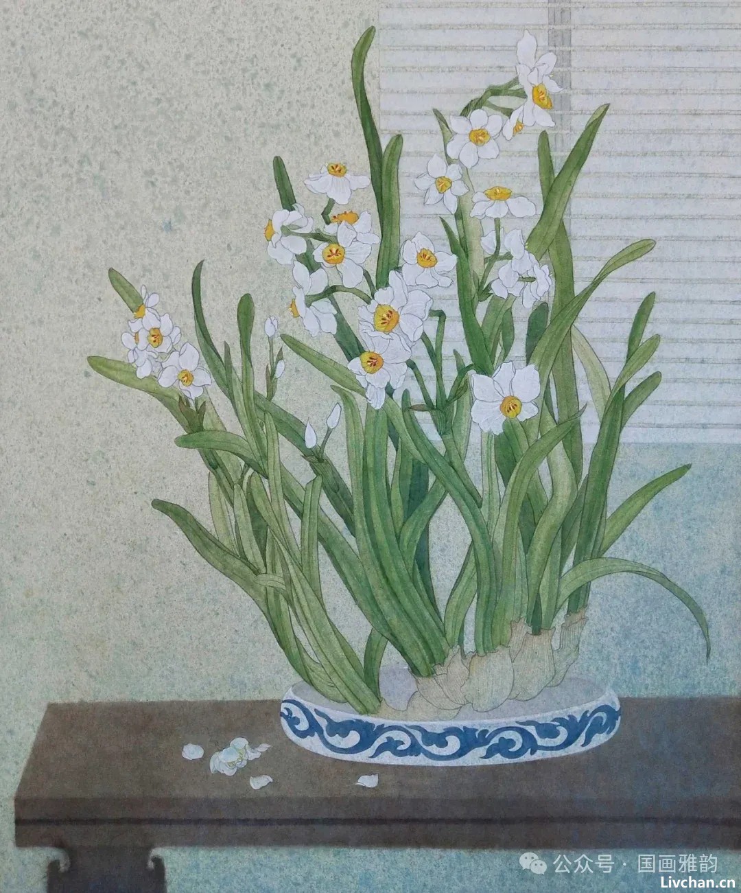 国画水仙花：凌波仙子玉玲珑，清雅极了！