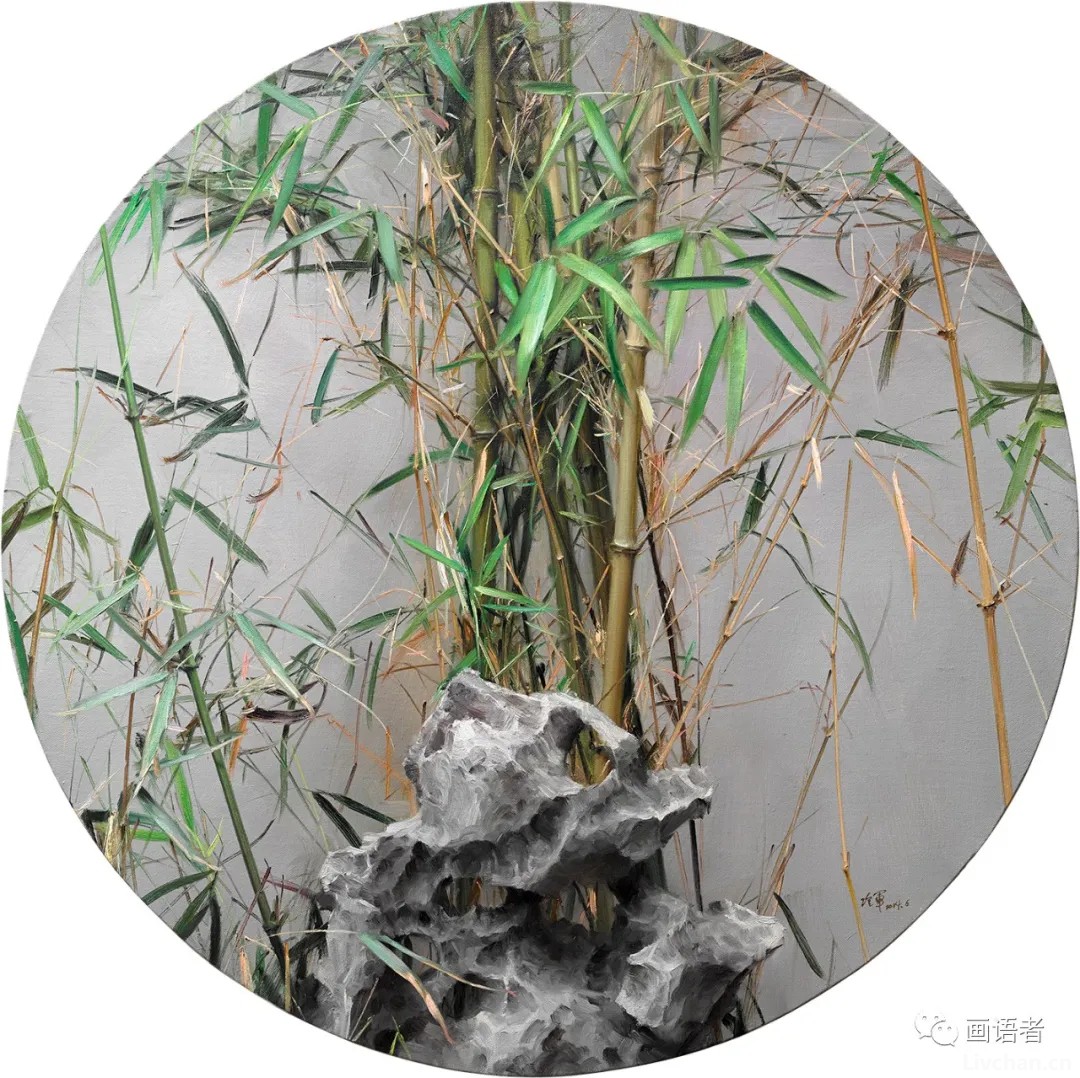 冷军把竹子画成油画了