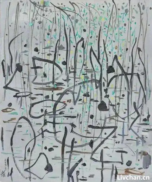 曾引起争议的一幅画作：吴冠中钢笔画《残荷新柳》
